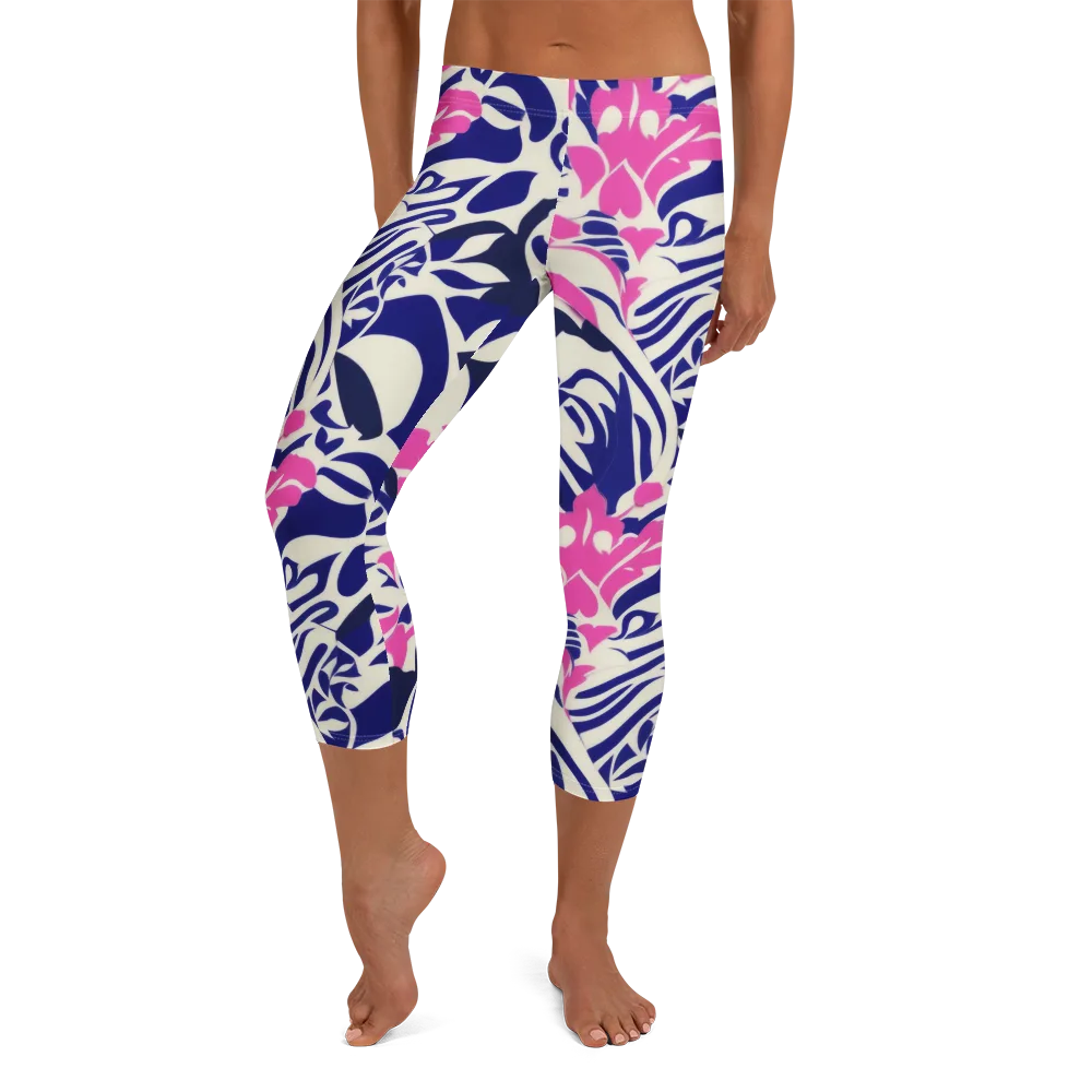 Neon Garden Rhapsody on Capri Leggings — Front