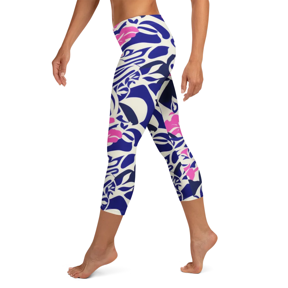 Neon Garden Rhapsody on Capri Leggings — Left