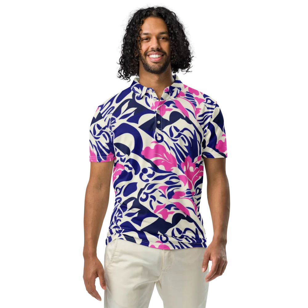 Neon Garden Rhapsody on Men's Slim Fit Polo Shirt — Front