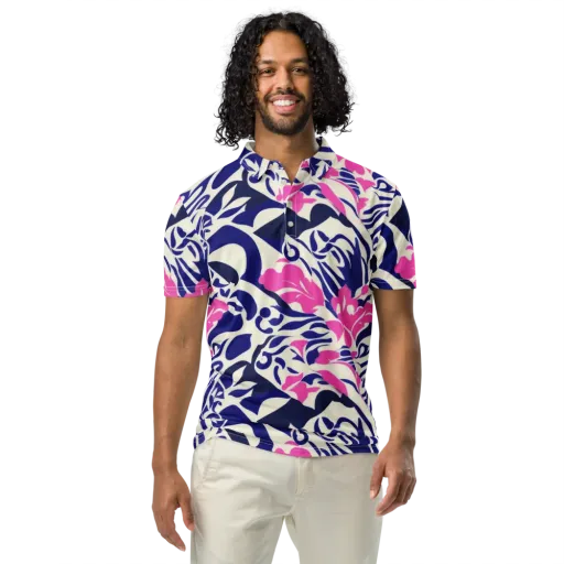Neon Garden Rhapsody on a Men's Slim Fit Polo Shirt