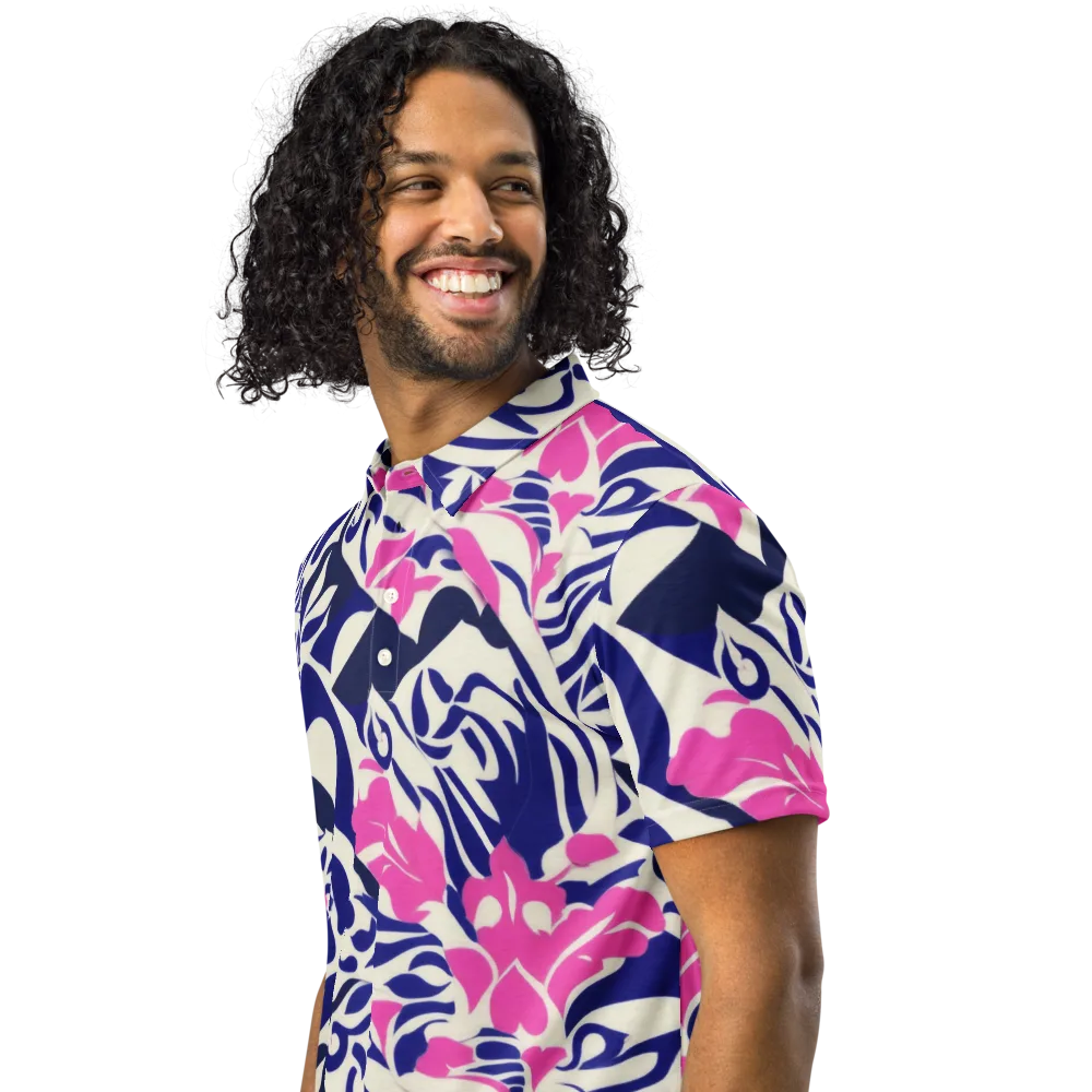 Neon Garden Rhapsody on Men's Slim Fit Polo Shirt — Left Front