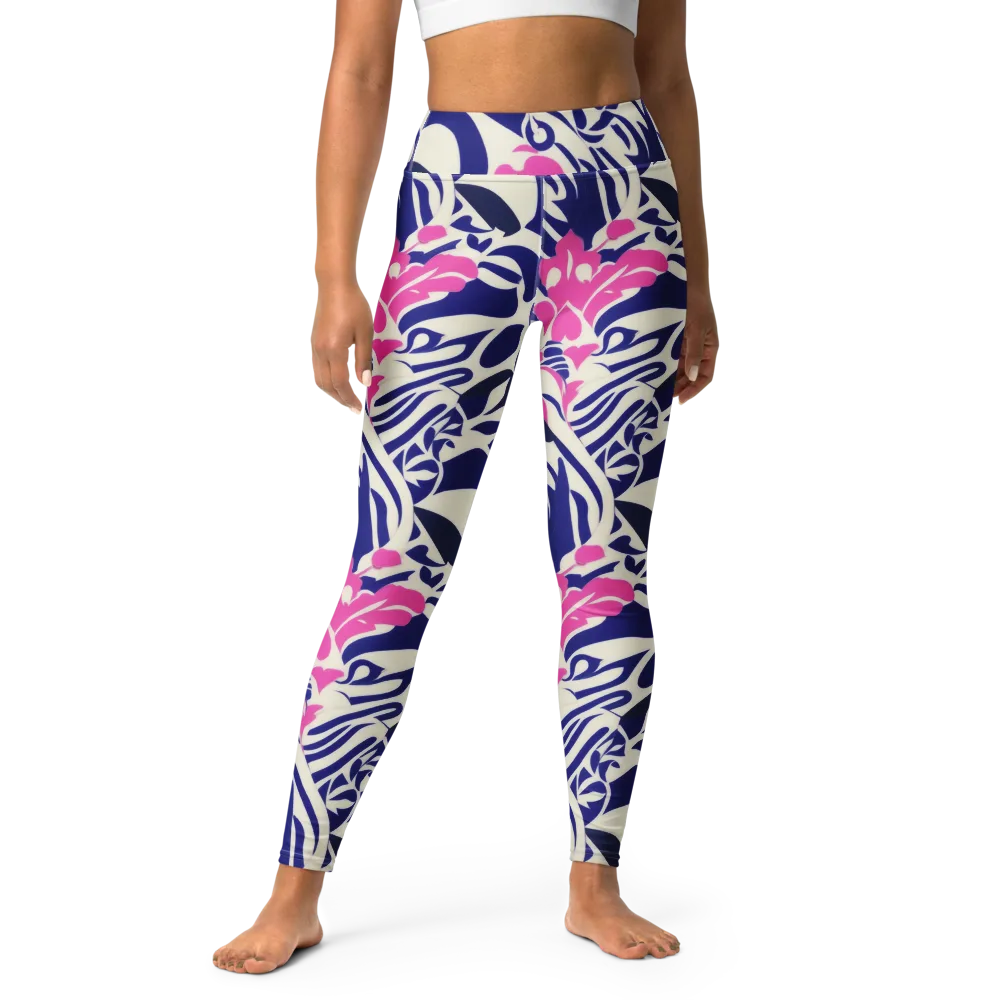Neon Garden Rhapsody on Yoga Leggings — Front