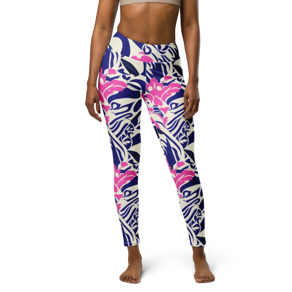 Neon Garden Rhapsody on Yoga Leggings — Front