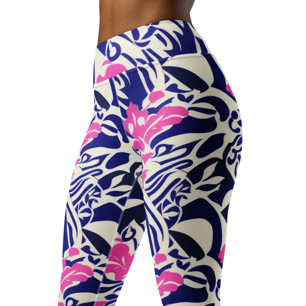 Neon Garden Rhapsody on Yoga Leggings — Left Front
