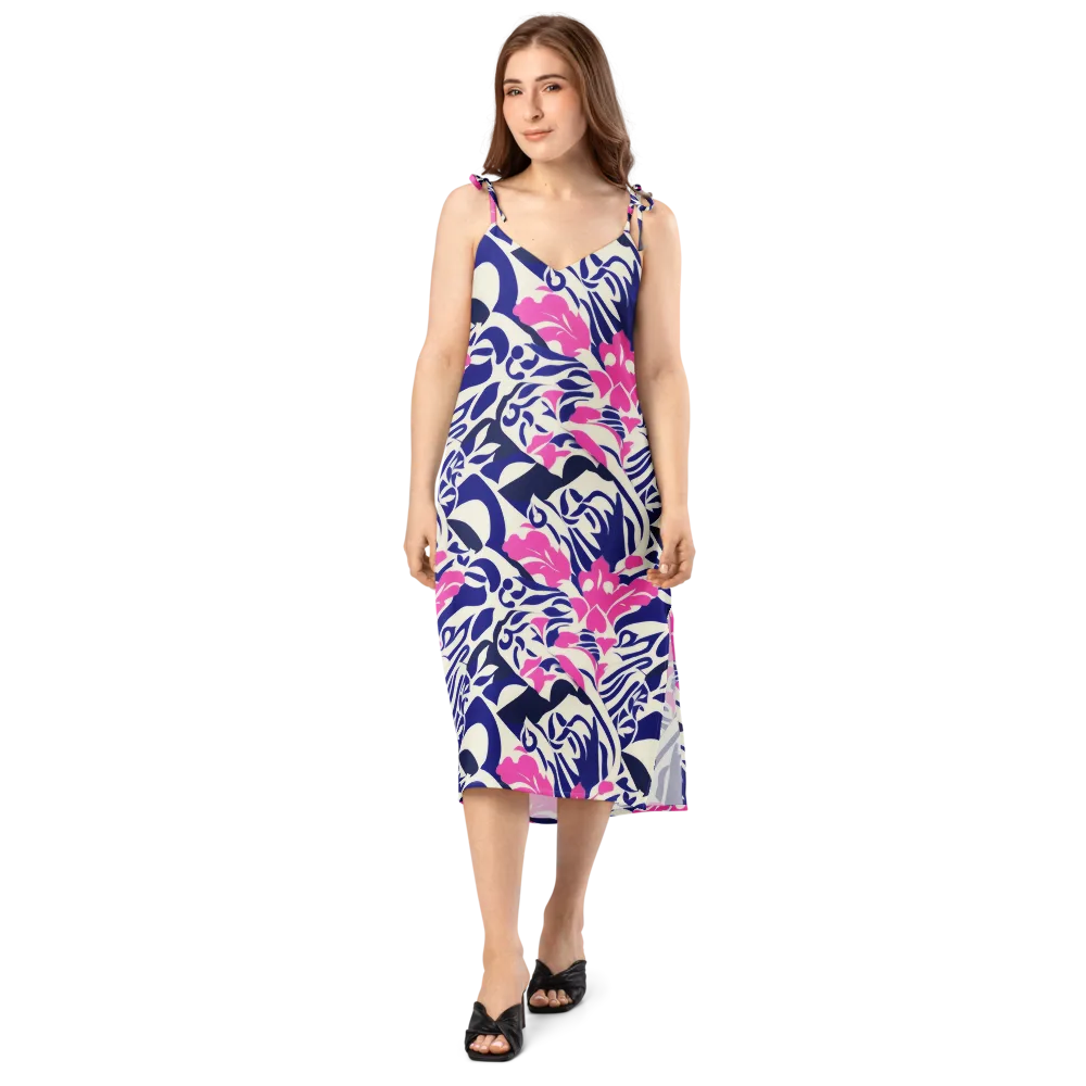 Neon Garden Rhapsody on Slip Dress — Front