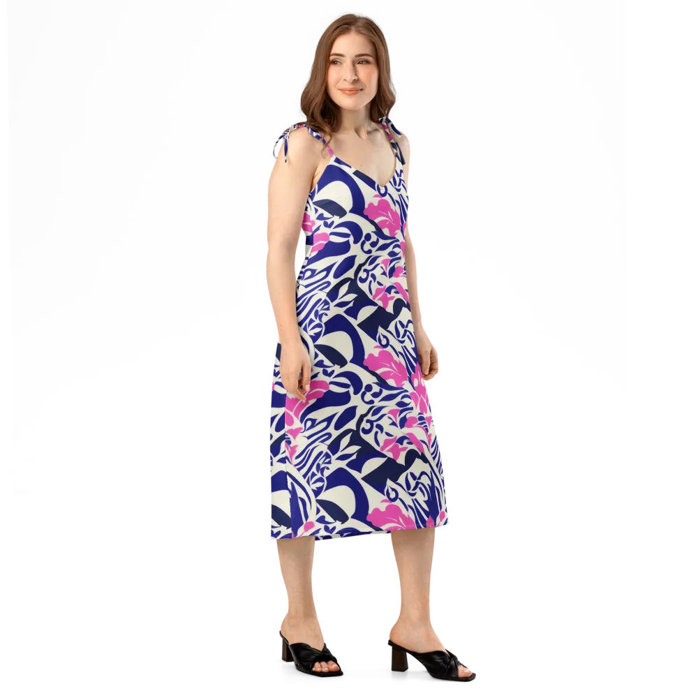 Neon Garden Rhapsody on Slip Dress — Right Front