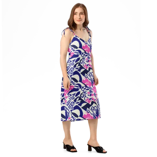Neon Garden Rhapsody on a Slip Dress