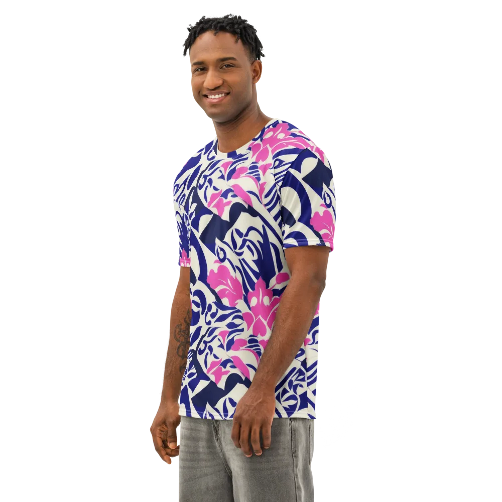 Neon Garden Rhapsody on Men's Cotton Crew Neck T-Shirt — Left Front