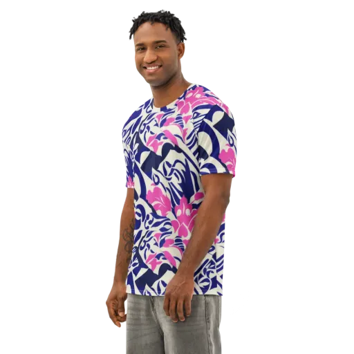 Neon Garden Rhapsody on a Men's Cotton Crew Neck T-Shirt