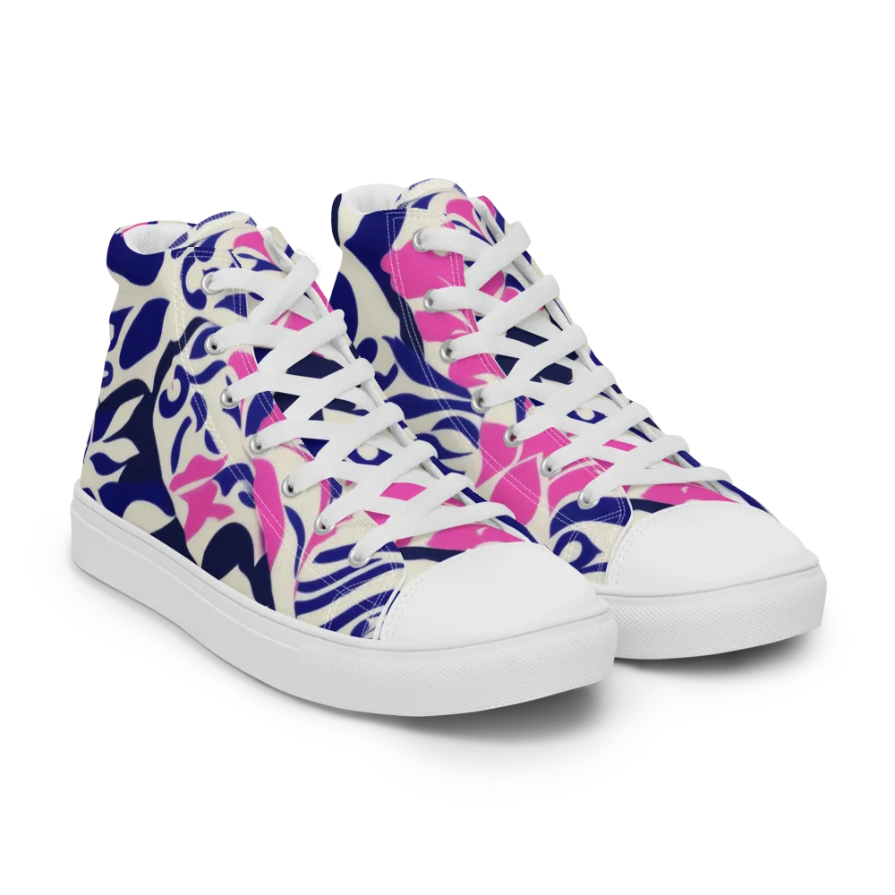 Neon Garden Rhapsody on Men's High Top Canvas Shoes — Right Front