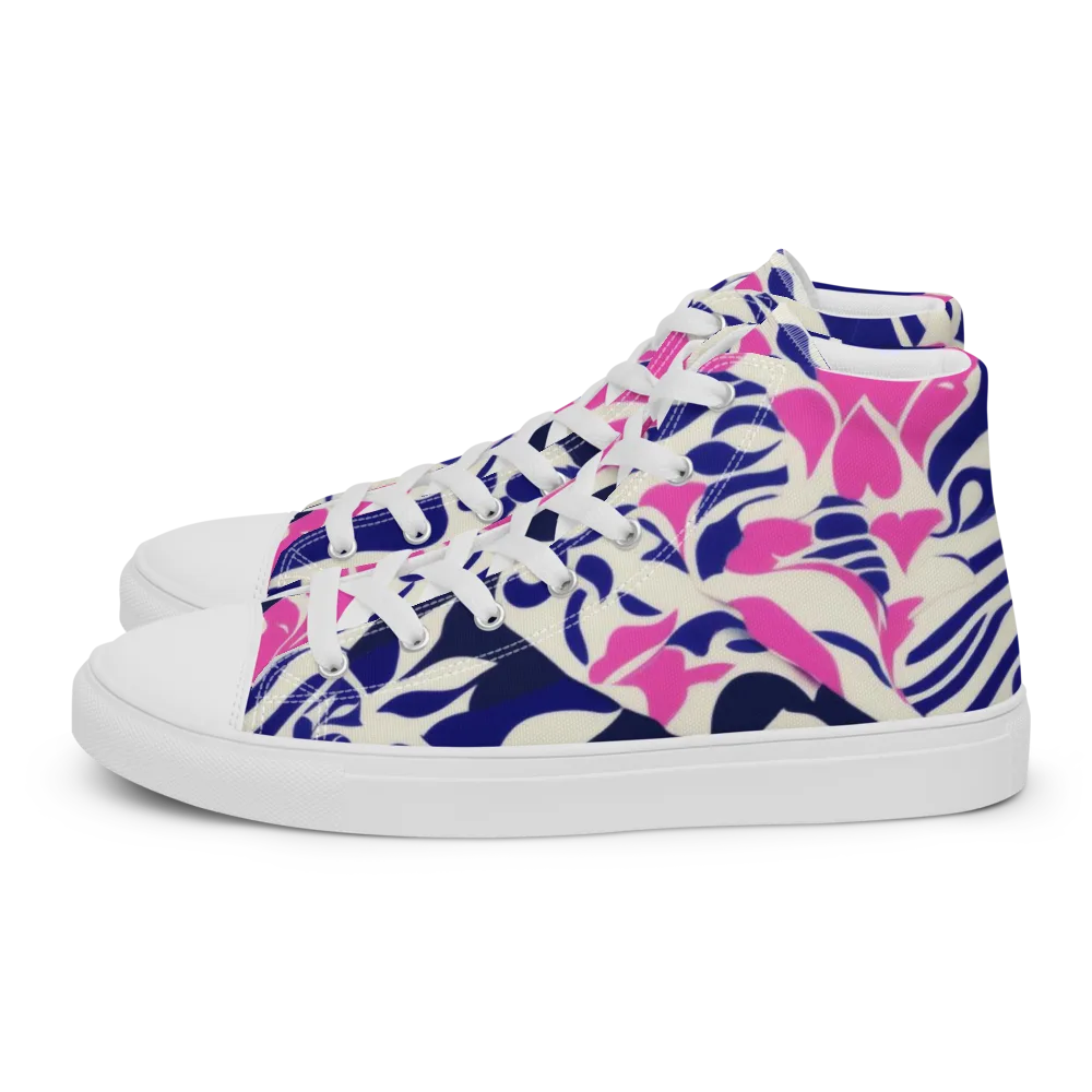 Neon Garden Rhapsody on Men's High Top Canvas Shoes — Left