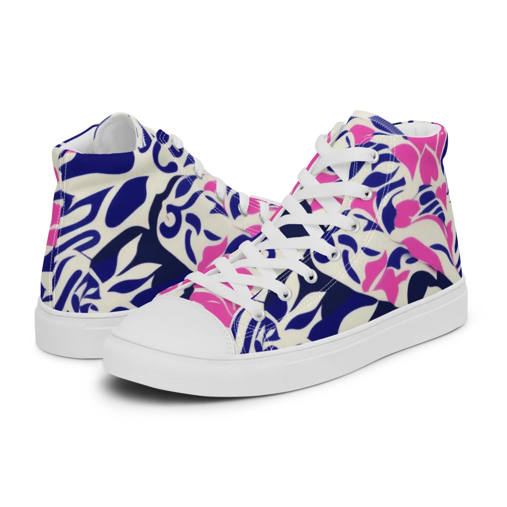 Neon Garden Rhapsody on Men's High Top Canvas Shoes — Left