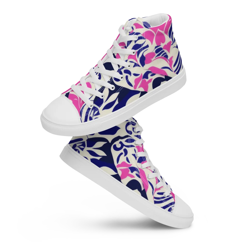 Neon Garden Rhapsody on Men's High Top Canvas Shoes — Front
