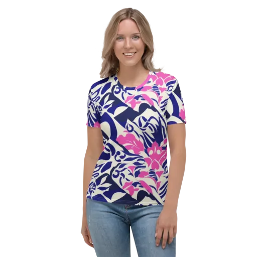 Neon Garden Rhapsody on a Women's Crew Neck T-Shirt
