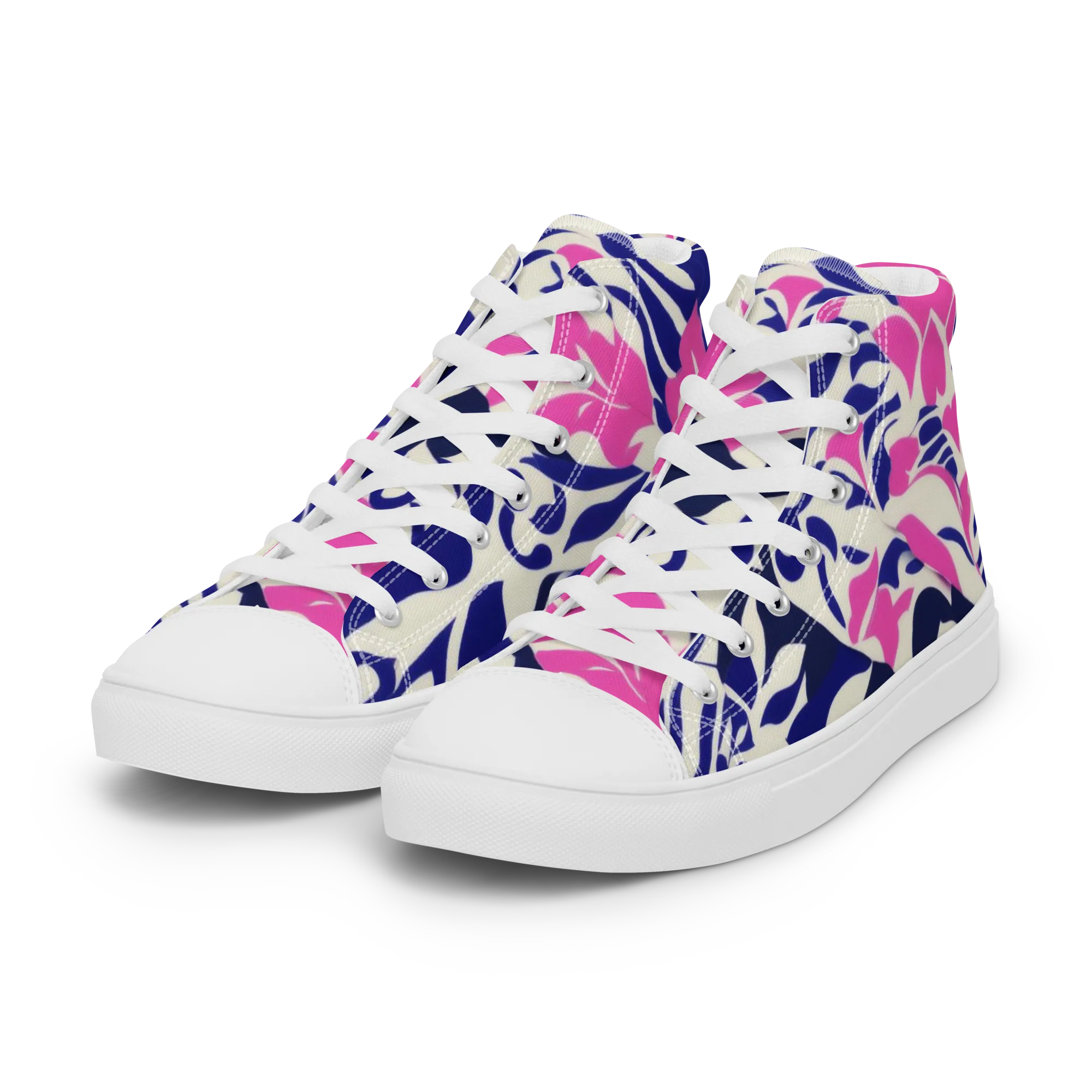 Neon Garden Rhapsody on Women's High Top Canvas Shoes — Left Front