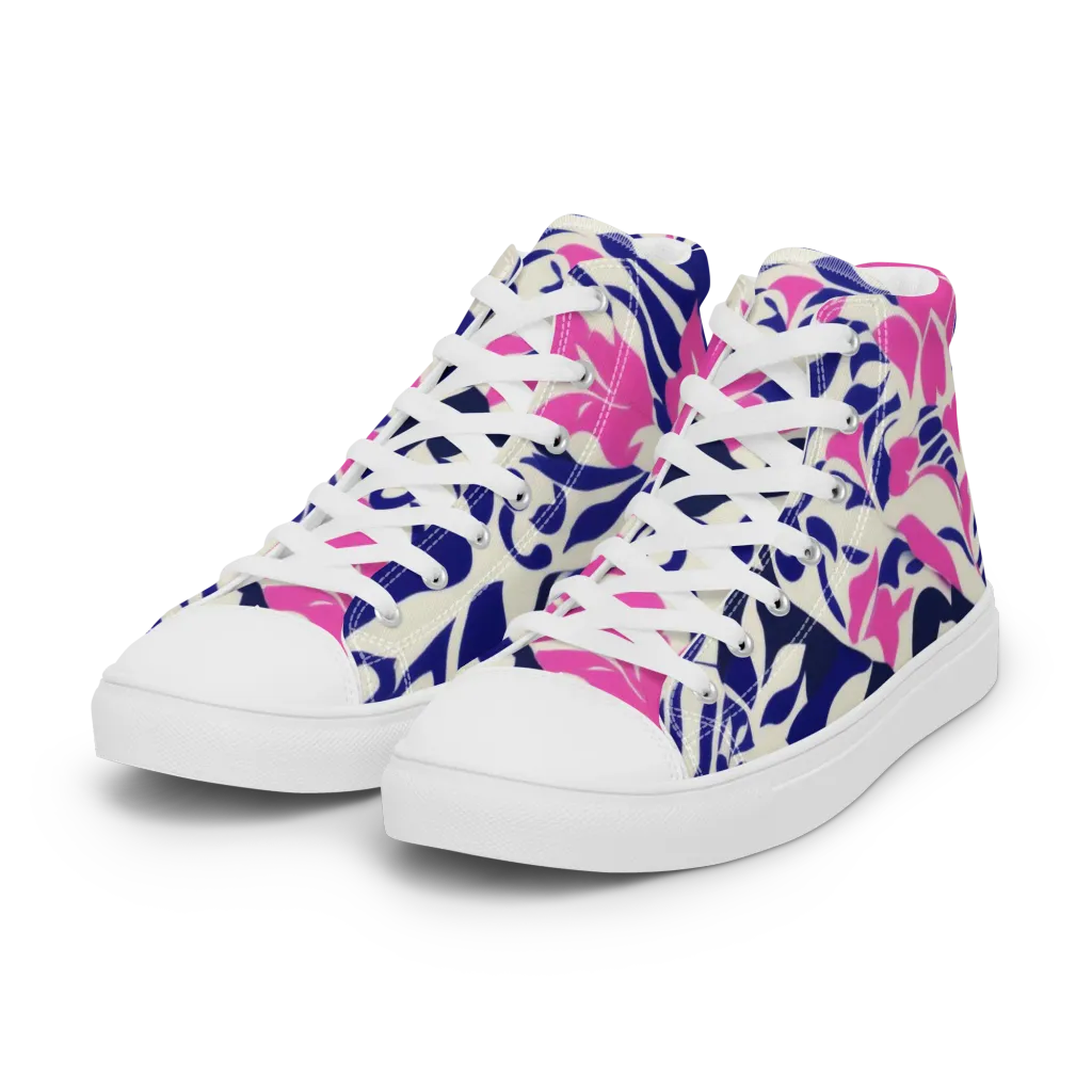 Neon Garden Rhapsody on Women's High Top Canvas Shoes — Left Front