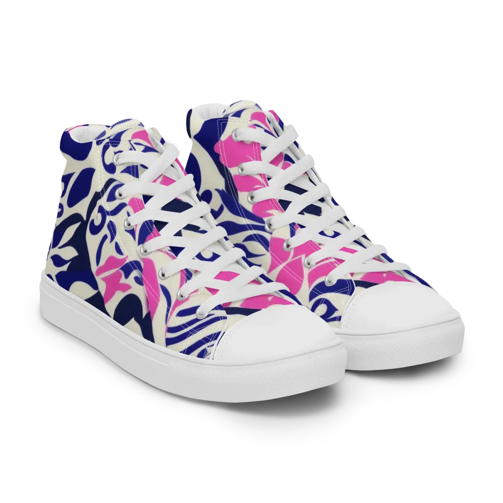 Neon Garden Rhapsody on Women's High Top Canvas Shoes — Right Front
