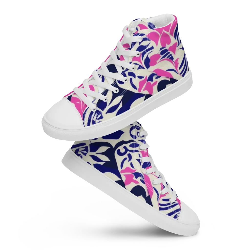 Neon Garden Rhapsody on Women's High Top Canvas Shoes — Front