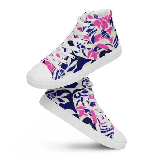 Neon Garden Rhapsody on a Women's High Top Canvas Shoes