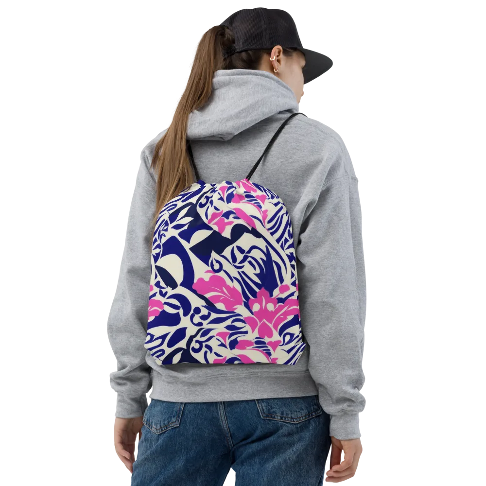 Neon Garden Rhapsody on Drawstring Bag — Front