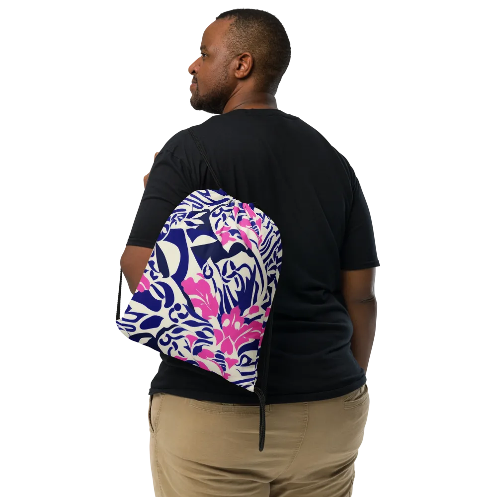 Neon Garden Rhapsody on Drawstring Bag — Front