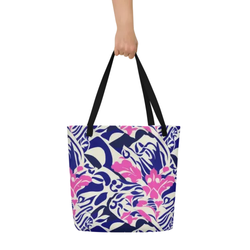 Neon Garden Rhapsody on a Large Tote Bag W/ Pocket