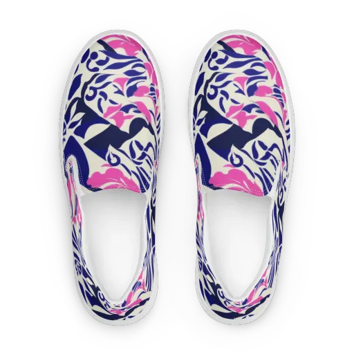 Neon Garden Rhapsody on a Women's Slip-On Canvas Shoes