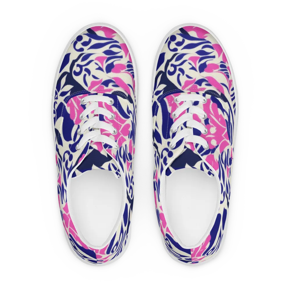 Neon Garden Rhapsody on Men's Lace-Up Canvas Shoes — Front