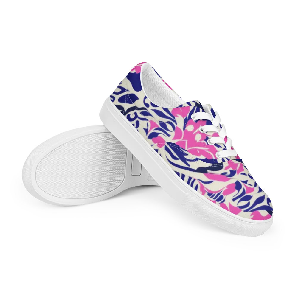 Neon Garden Rhapsody on Men's Lace-Up Canvas Shoes — Right Front