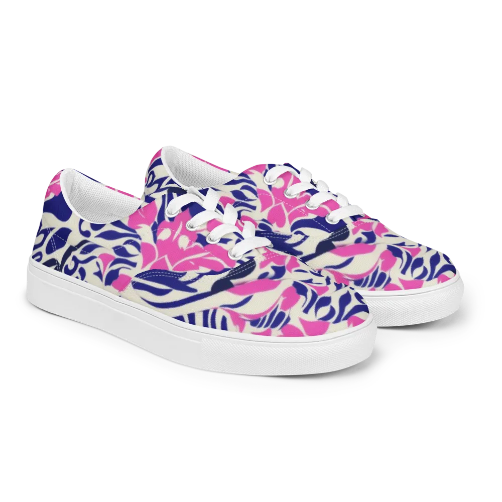 Neon Garden Rhapsody on Men's Lace-Up Canvas Shoes — Right Front