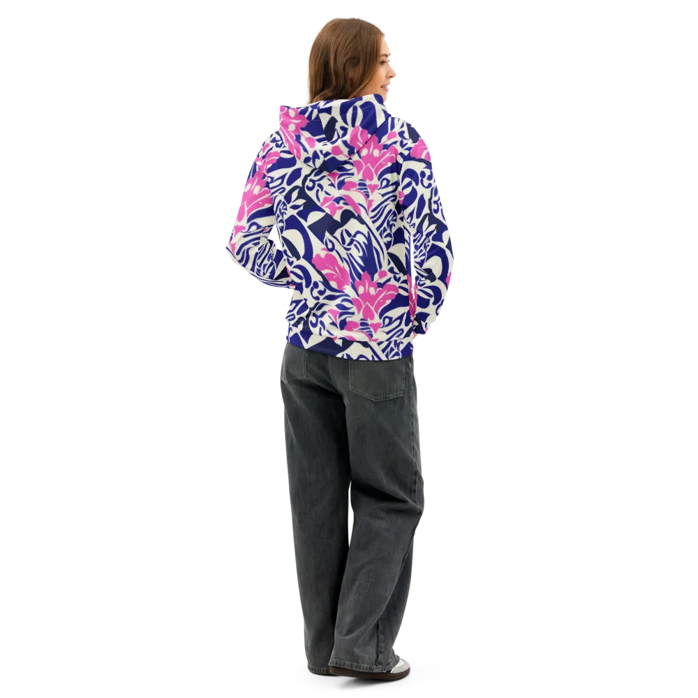 Neon Garden Rhapsody on Cotton Hoodie — Back
