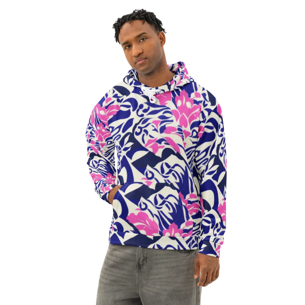Neon Garden Rhapsody on Cotton Hoodie — Left Front