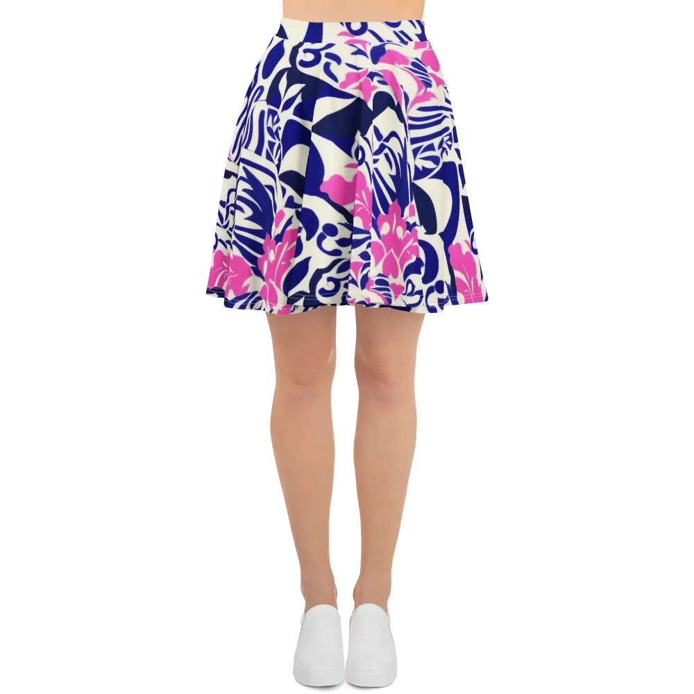Neon Garden Rhapsody on Skater Skirt — Front