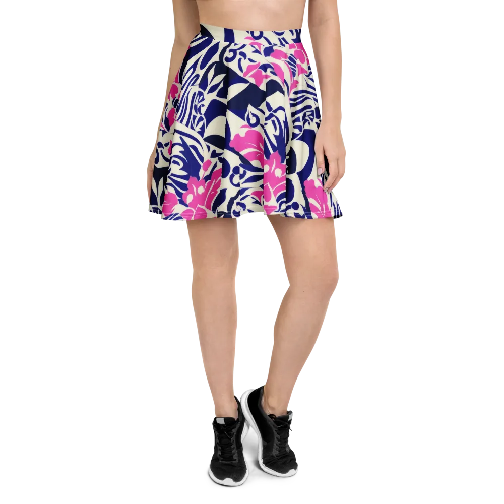 Neon Garden Rhapsody on Skater Skirt — Front