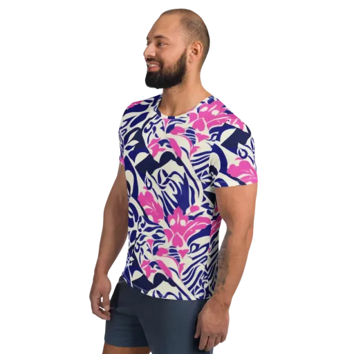 Neon Garden Rhapsody on a Men's Athletic T-Shirt