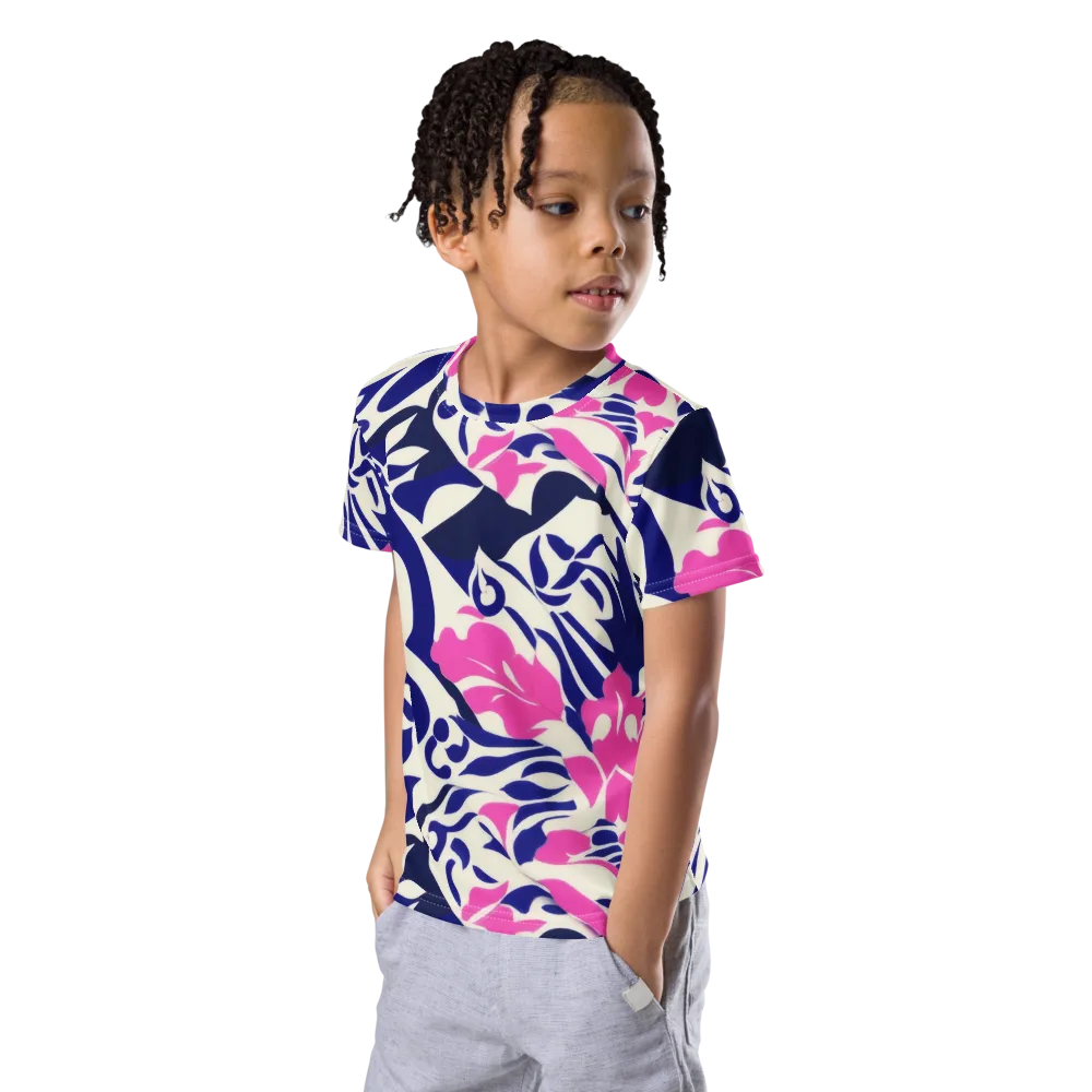 Neon Garden Rhapsody on Kids Crew Neck T-Shirt — Left Front