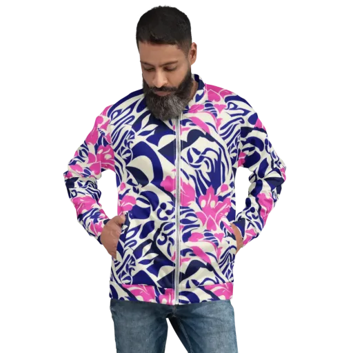 Neon Garden Rhapsody on a Bomber Jacket