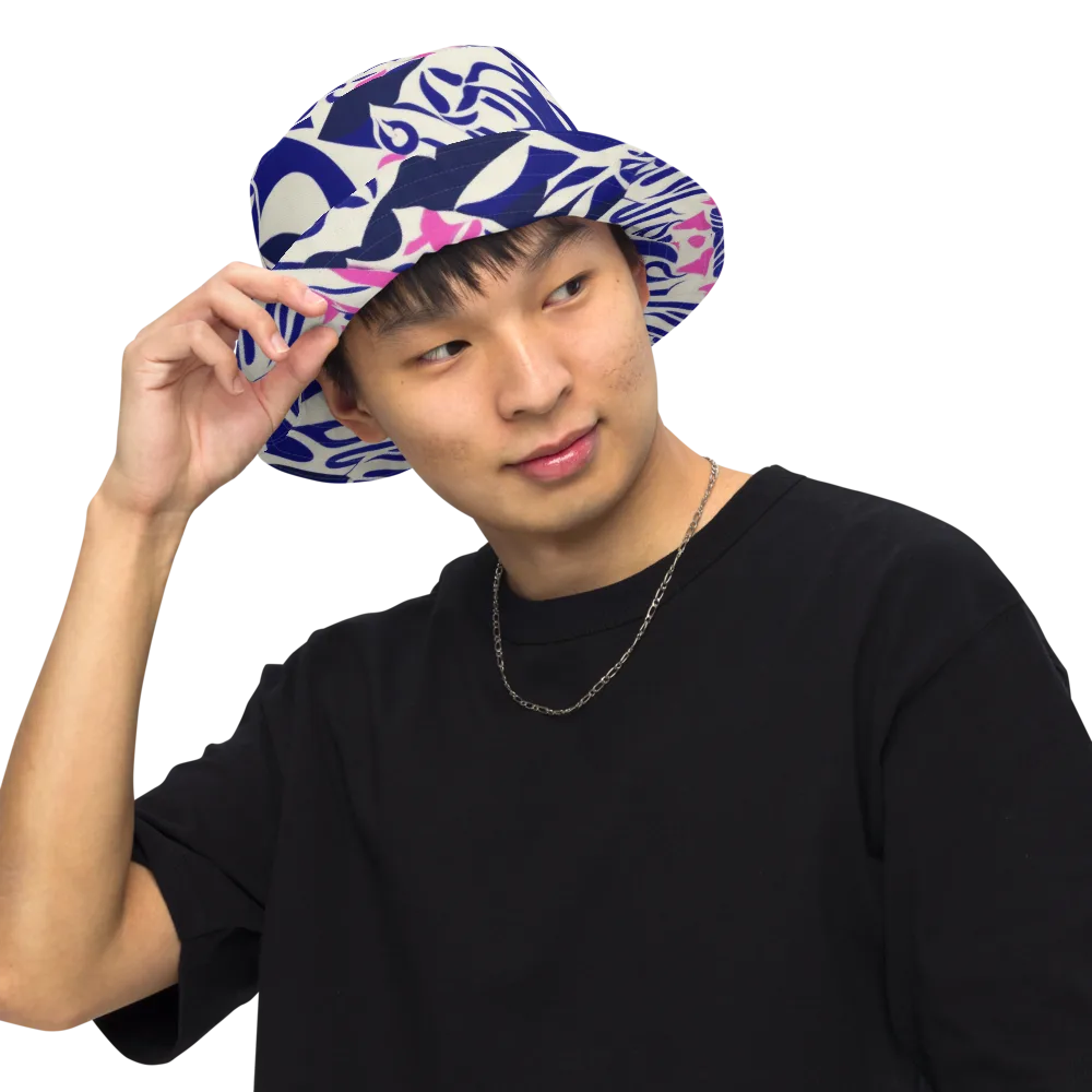 Neon Garden Rhapsody on Reversible Bucket Hat — Front Inside