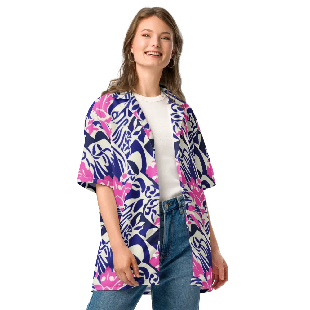 Neon Garden Rhapsody on Button Shirt — Front