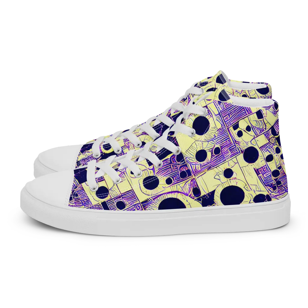 Solar Blueprint on Women's High Top Canvas Shoes — Left