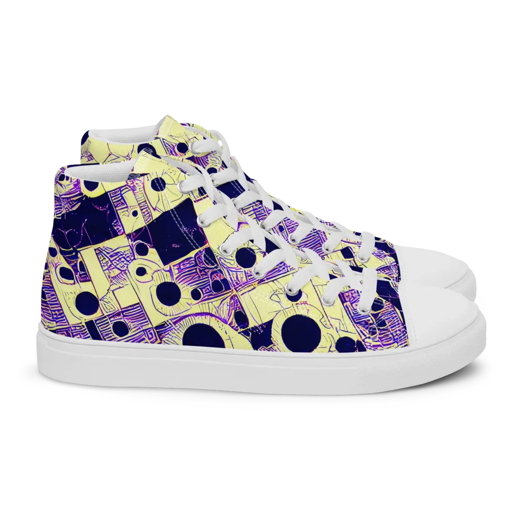 Solar Blueprint on Women's High Top Canvas Shoes — Right