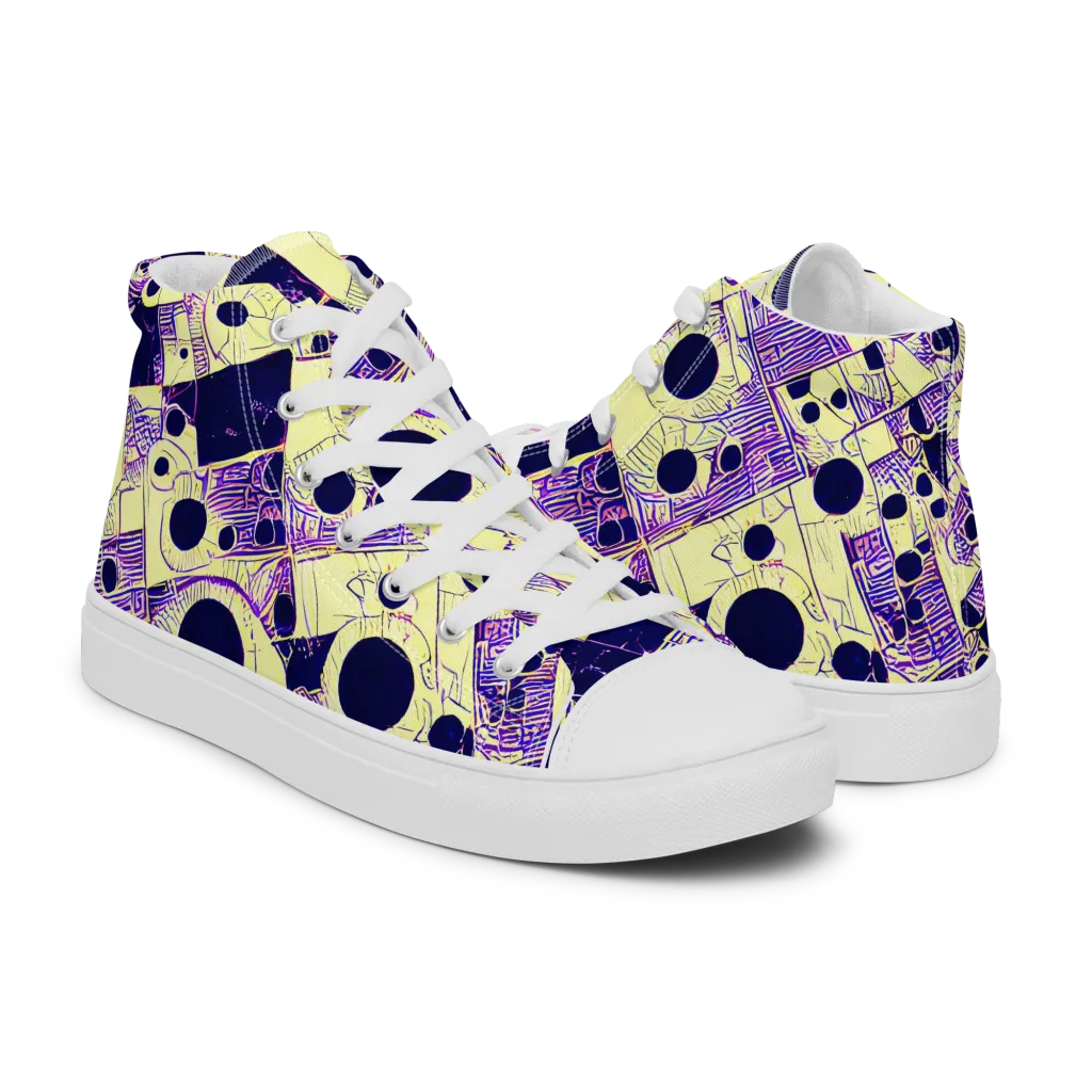 Solar Blueprint on Women's High Top Canvas Shoes — Right