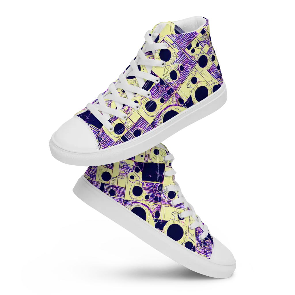 Solar Blueprint on Women's High Top Canvas Shoes — Front