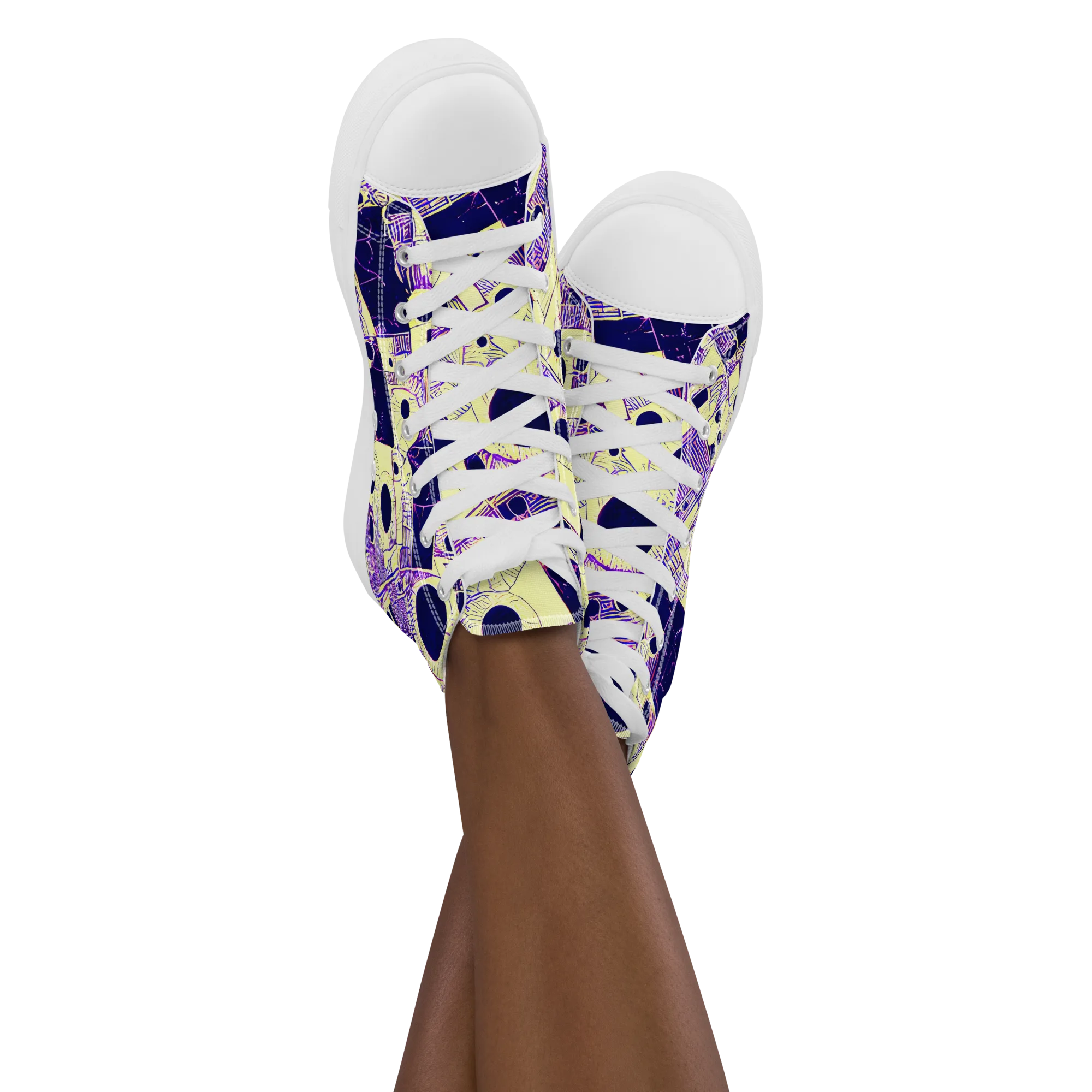 Solar Blueprint on Women's High Top Canvas Shoes — Front