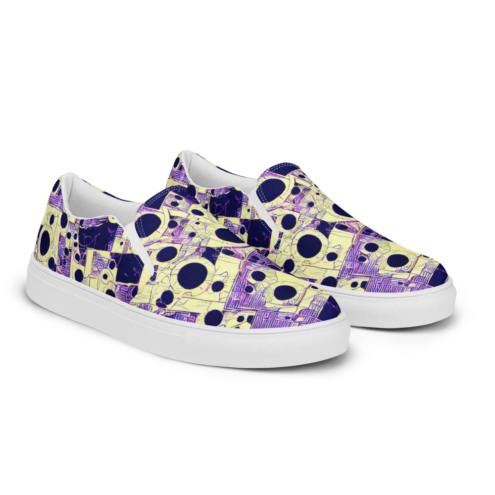 Solar Blueprint on Men's Slip-On Canvas Shoes — Right Front