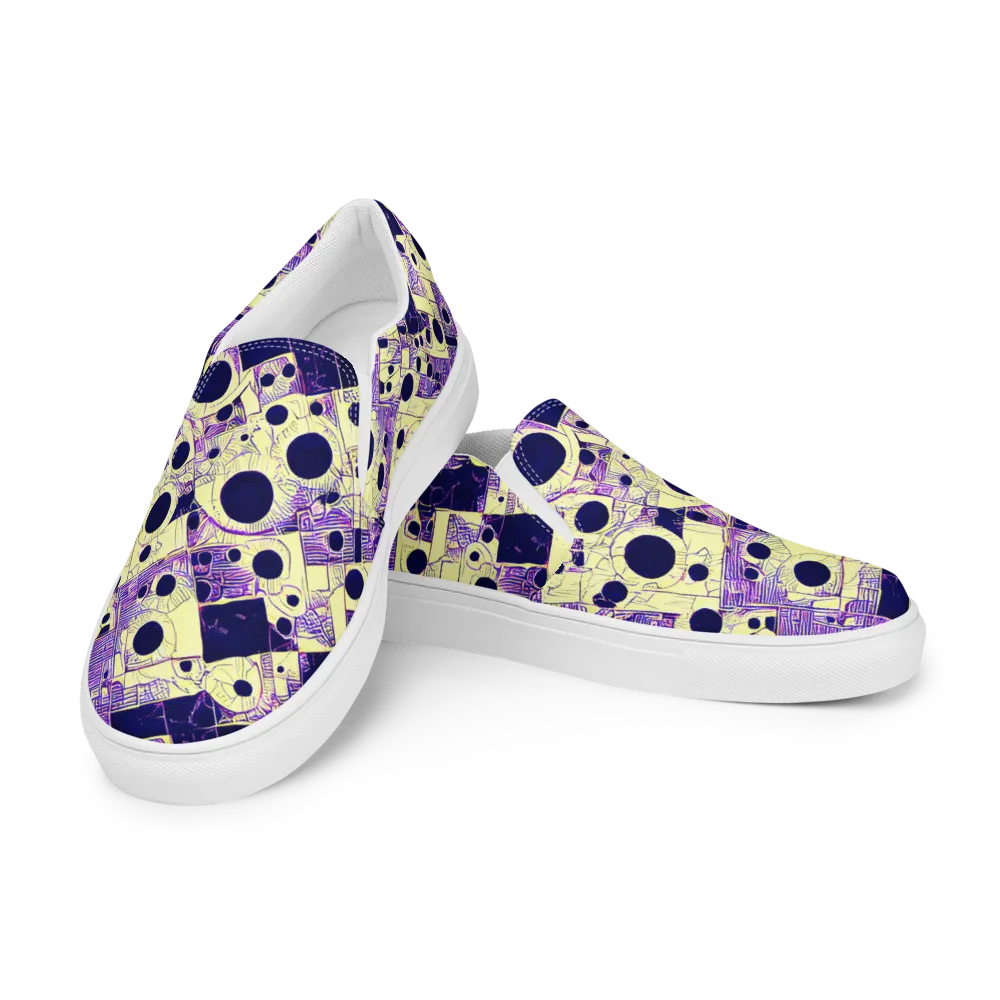 Solar Blueprint on Men's Slip-On Canvas Shoes — Left Front