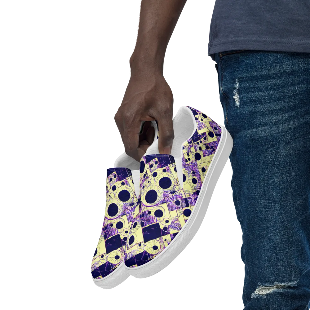 Solar Blueprint on Men's Slip-On Canvas Shoes — Left Front