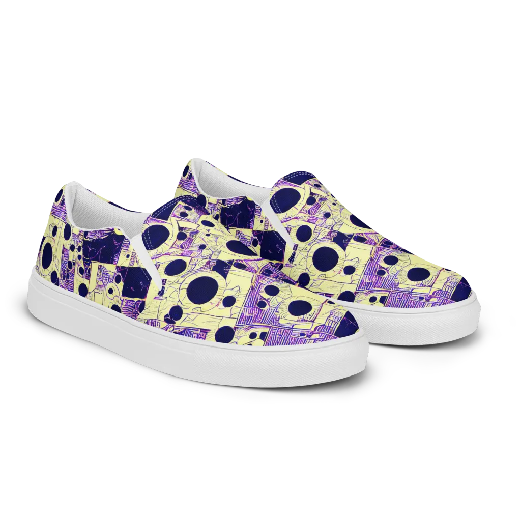 Solar Blueprint on Women's Slip-On Canvas Shoes — Right Front