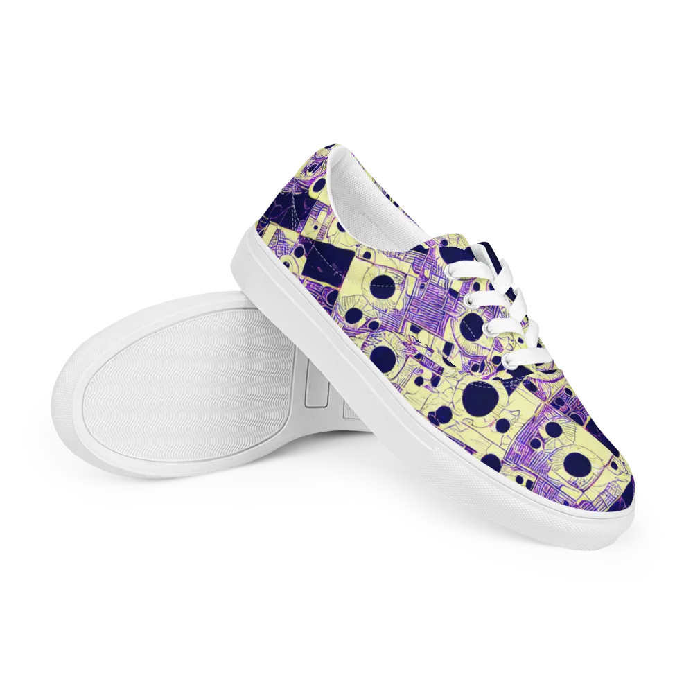 Solar Blueprint on Men's Lace-Up Canvas Shoes — Right Front