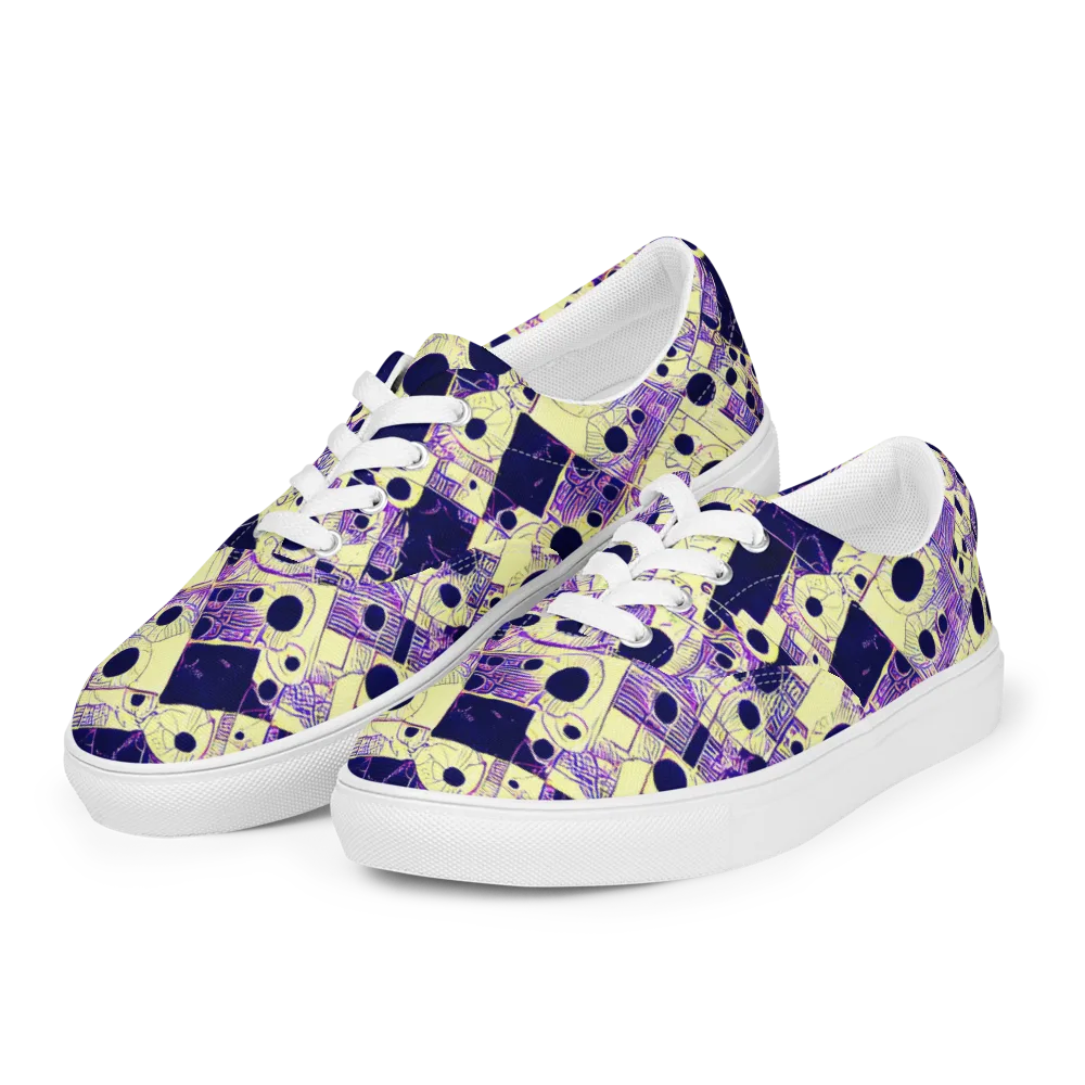 Solar Blueprint on Men's Lace-Up Canvas Shoes — Left Front